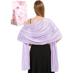 heekpek Sciarpa Donna Elegante Scialle Seta Satinata Leggero Scialle Stola Donna Sciarpa Lunga Cerimonia Matrimonio Festa, Viola chiaro