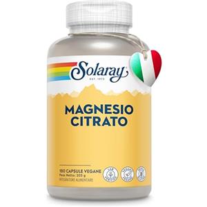 Solaray Magnesio Citrato Chelato 400mg, 180 Capsule Vegane