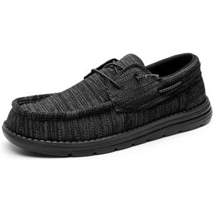 Bruno Marc Mocassini Slip-on Uomo con Lacci Elastici,Carbone Nero,43