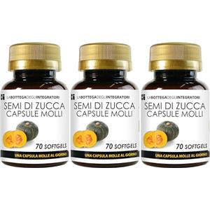 LABOTTEGADEGLIINTEGRATORI Semi di Zucca 210 Softgels | Perle con Olio Spremuto a Freddo titolato in Omega 3 Omega 6 e Omega 9, Acido Linoleico e Acido Oleico | 1 Softgel al giorno
