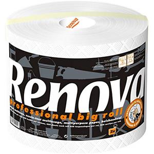 Renova Bobina di carta multiuso professionale Big roll, molto resistente e riciclata al 100%, 2 pieghe, 1 rotolo