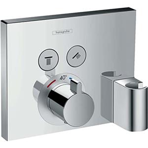 hansgrohe ShowerSelect Miscelatore termostatico ad incasso per 2 utenze con connessione flessibile e supporto doccia cromo, 15765000