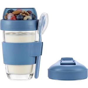 Amig - Bicchiere in vetro per yogurt - 320ml - Trasporta yogurt e cereali in modo comodo - Coperchio con chiusura ermetica per caffè - Ingredienti freschi - Mod. 1