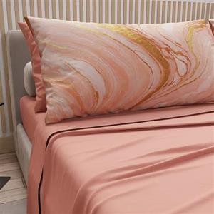 PETTI Artigiani Italiani - Lenzuola Matrimoniali Cotone con Federe in Stampa Digitale, Lenzuolo Completo Letto Matrimoniale Fantasia Marmo Salmone, 100% Made in Italy