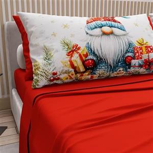 PETTI Artigiani Italiani - Lenzuola in Cotone con Federe in Stampa Digitale di Natale, Lenzuola Natalizie 2 Piazze, Completo Letto Matrimoniale Maxi, Xmas 14 Rosso, 100% Made in Italy