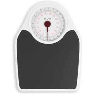 Salter 145 BKDR Bilancia Da Bagno Pesapersone Meccanica Doctor Style, Fitness, Max 150kg, Ampia Piattaforma, Quadrante A Vista, Batterie Non Richieste, Misurazioni Precise In Kg,st E Lb, Bianco/nero