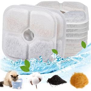Dhohoo Filtri Fontanella per Gatti 12 Pezzi Filtri Fontana Gatto Filtri di Ricambio per Gatto di Cane per 2.5L Fontanella Animali Filtri per Fontana con Resina e Carboni Attivi, bianco