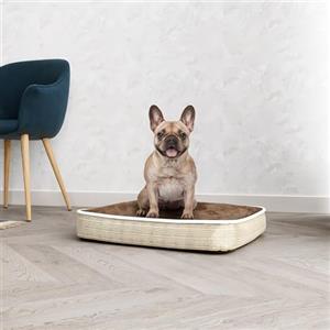 Italian Bed Linen Cuscinone 4 stagioni per cani e gatti, cuscino sfoderabile con zip e lavabile - Letto imbottito, cuccia in pile per l'inverno e tessuto waterproof per l'estate - 66x49 cm TORTORA