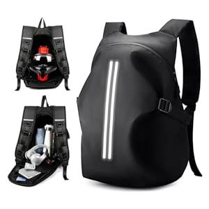 WEPLAN Zaino Moto Impermeabile Zaino per Casco Uomo Zaino da Moto con Portacasco Borsa Porta Casco Moto Cinturino per Casco da Moto,Nero L