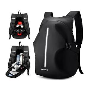WEPLAN Zaino Portacasco Da Moto Per Uomo E Donna, Nero, Grande Capacità 45 Litri, Impermeabile Con Striscia Riflettente E Cinturino Di Sicurezza