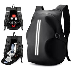 WEPLAN Zaino Moto Impermeabile Zaino per Casco Uomo Zaino da Moto con Portacasco Borsa Porta Casco Moto Cinturino per Casco da Moto,Nero