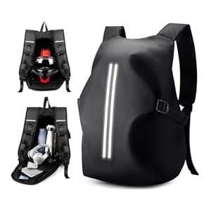 WEPLAN Zaino da Moto Portacasco Impermeabile Cinturino per Casco Moto, Nero