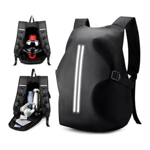 WEPLAN Zaino per casco, da uomo e donna, zaino da moto, impermeabile, zaino da viaggio, nero, L