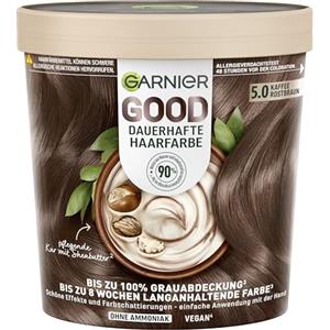 Garnier Good Colore Permanente per Capelli 5.0 Castano Moka - Colorazione Senza Ammoniaca con Balsamo Nutriente - Fino al 100% di Copertura dei Capelli Grigi - 1 Tinta
