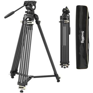 SmallRig AD-01S - Treppiede video da 74 pollici con testa del fluido di inclinazione e inclinazione, piastra a sgancio rapido in modalità doppia, carico fino a 13,2 libbre/6 kg per DSLR, videocamera