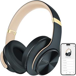 DOQAUS Cuffie Bluetooth Over Ear, Cuffie Wireless con 90 Ore di Autonomia, 9 Modalità EQ, Controllo APP, Bassi Profondi, Pieghevoli con Microfono, Modalità Cablata, Grigio