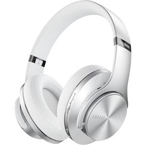 DOQAUS Cuffie Bluetooth Over Ear, [fino a 90 ore] Cuffie senza fili con 3 modalità EQ, HiFi Stereo Pieghevole Cuffie con Microfono per computer e telefoni cellulari-Argenteo