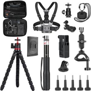 NEEWER BASICS Kit Accessori 16in1 Compatibile con DJI OSMO Pocket 3, Mini Treppiede,Selfie Stick,Fascia Toracica,Supporto Collo,Adattatore Estensione per Vlog Alpinismo Ciclismo 2 Camera, GP-52