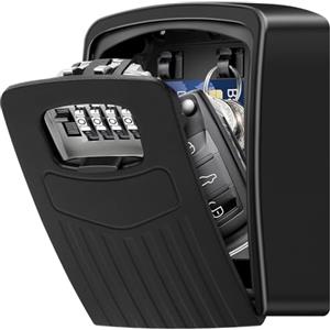 BTNEEU Cassetta Sicurezza Chiavi, Cassaforte per Chiavi Grande, Cassaforte Chiave Combinazione, Key Lock Box Custodia 4 Cifre e Lucchetto per Esterno Casa Garage Ufficio Palestra (nero)