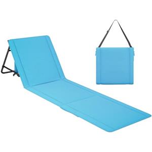 UDPATIO Tappetino da Spiaggia Pieghevole con Schienale Regolabile, Lettino da Spiaggia Reclinabile Leggero con Tasca, Sdraio da Campeggio Portatile per Giardino e Terrazza - Blu