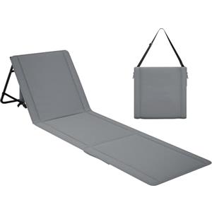 UDPATIO Tappetino da Spiaggia Pieghevole con Schienale Regolabile, Lettino da Spiaggia Reclinabile Leggero con Tasca, Sdraio da Campeggio Portatile per Giardino e Terrazza - Grigio