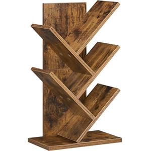 VASAGLE CUSTOS Collezione - Libreria ad Albero, Libreria Scaffale a 5 Ripiani, Compatto, Libreria Verticale, per Camera da Letto Soggiorno Studio Ufficio, Marrone Vintage LBC183X01