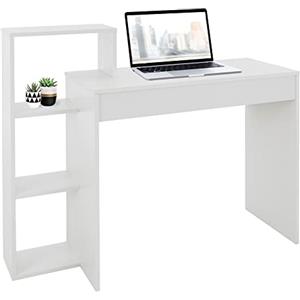 ML DESIGN modern living ML-Design Scrivania per Computer PC Laptop con 3 Ripiani 110 x 72 x 40 cm Tavolo con Libreria da Lavoro per Casa Ufficio Studio Camera Sistema 2 in 1 in Legno Bianco Scrittoio Postazione di Lavoro