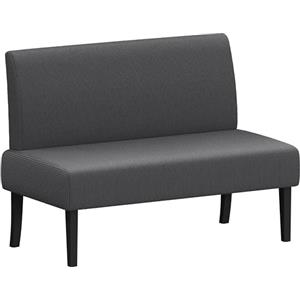 Yaheetech Divano da Salotto Moderno Divanetto a 2 Posti Senza Braccioli Sedia a Coste con Gambe in Legno per Soggiorno Ufficio 109,5 × 62 × 84,5 cm Grigio