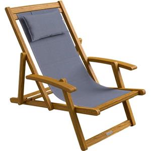 Casaria® Sedia a Sdraio in Legno Acacia Pieghevole con Poggiatesta Traspirante Poltrona Relax Sedie Esterno Giardino