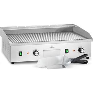 Klarstein Barbecue Elettrico, Griglia Elettrica Senza Fumo, Piastra Elettrica per Cucinare, Display LED, 2 Spatole, Bistecchiera Elettrica in Acciaio Inox, per Camping e Ristorante, 200W Argento