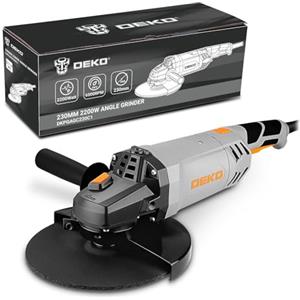 DEKOPRO Smerigliatrice Angolare: 230mm 2200W Smerigliatrice Angolare Elettrica con Cavo, Velocità 6500 RPM, per Tagliare, Lucidare e Smerigliare, con Manici Lunghi