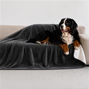 Twinzen Coperta Impermeabile per Cani 127x152 cm Grigio Scuro - Copridivano e Copriletto Reversibile in Pile Sherpa - Telo Impermeabile per Letto o Divano Lavabile