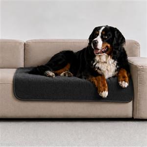 Twinzen Coperta Impermeabile per Cani 80x100 cm Grigio Scuro - Copridivano e Copriletto Reversibile in Pile Sherpa - Telo Impermeabile per Letto o Divano Lavabile