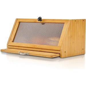 YOUDENOVA Contenitore per pane con tagliere, in bambù, per pane, sale e pepe, 39 x 25 x 20 (LxWxH) cm, colore naturale