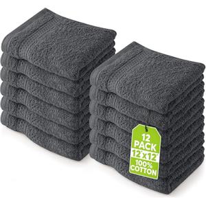 Utopia Towels - Set di 12 Asciugamani Per il Viso Premium, Perfetti Per l'uso in Palestra, Nella Spa, Nel Bidet, a Mano 30 x 30 cm, 100% Cotone (Grigio)