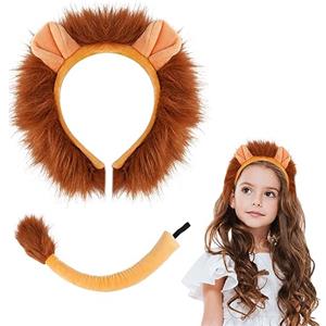 ACWOO Set di costumi di animali Accessori, 2Pezzi Leone Accessori Di Abbigliamento Coda Fascia, Accessori per Costumi da Leone per Cosplay, Feste di Compleanno, Halloween, Feste a Tema, Carnevale