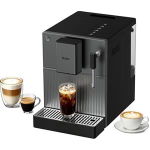Haier Macchina da Caffè Automatica Compatta con Macinacaffè Integrato, 6 Specialità di Caffè, Montalatte, Pannello Touch, Ideale per Spazi Ridotti HCM5A 011