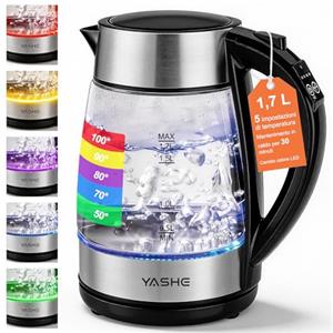 YASHE Bollitore Elettrico Temperatura Regolabile 1,7L 2200W