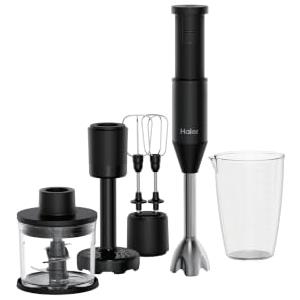 Haier Frullatore a immersione I-Master Serie 5, 4 in 1 con Becher, frusta, schiacciapatate, tritatutto, lame doppia potenza, velocità variabile, 1000 W [Nero]