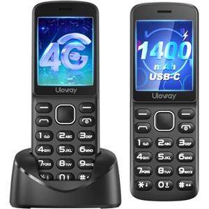 Ufferson 4G Telefono Cellulare per Anziani con Tasti Grandi, Ampio Display IPS da 2,4", Batteria da 1400 mAh, Telefoni per Persone Anziane Facile da Usare, Slot per Nano SIM, Chiamata Rapida,Base di Ricarica