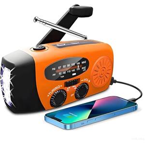 SOLARBABY Radio a manovella,Radio WB portatile, 2000mAh radio solare Bank per illuminazione di emergenza/caricabatterie di telefoni cellulari
