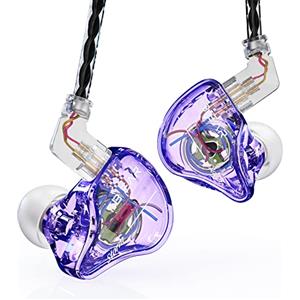 Yinyoo KBEAR - Auricolari con cavo staccabile da 3,5 mm, super bassi, isolamento acustico per smartphone, computer, chiesa (viola trasparente, senza microfono)