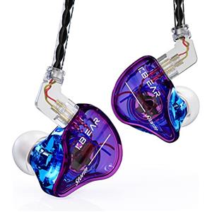 Yinyoo KBEAR Storm - Auricolari con cavo magnetico dinamico da 10 mm, con cavo staccabile (blu, viola, senza microfono)