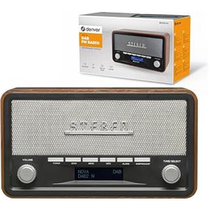 Denver DAB-18 Radio DAB+ FM Bluetooth AUX con Sveglia, Legno