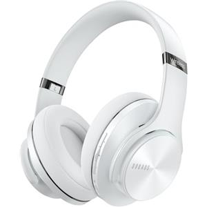 DOQAUS Cuffie Bluetooth Over Ear, [fino a 90 ore] Cuffie senza fili con 3 modalità EQ, HiFi Stereo Pieghevole Cuffie con Microfono per computer e telefoni cellulari-Bianco