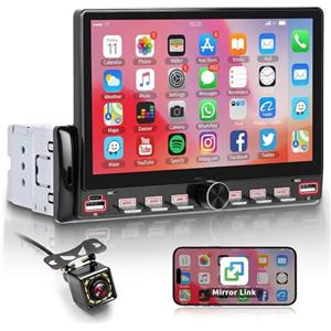 Rimoody Autoradio 1 Din con Bluetooth IOS/Android Mirror Link, 7 Pollici Touchscreen Autoradio Single Din con Vivavoce Bluetooth FM Radio USB/AUX/TF Controllo del Volante Telecamera Posteriore