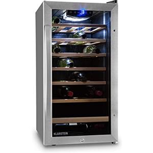 KLARSTEIN Cantinetta Vino, Cantinetta Vino Refrigerata a Zona Singola per Interno/Esterni, Frigo Bar, Cantina con Vetrina, Mini Bar con Protezione UV, Frigo Touch, 5-18°C, 26 Bottiglie