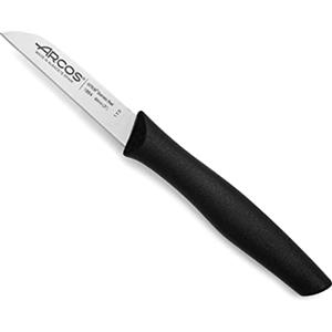 Arcos Coltello per Sbucciare in Acciaio Inossidabile Nitrum, Ideale per Frutta e Verdura, Manico Ergonomico in Polipropilene, Lama da 80 mm, Nero, Serie Nova