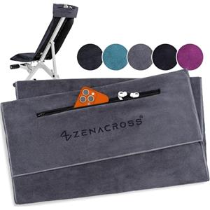 Zenacross - Telo Palestra Microfibra 120x50 - Asciugatura Rapida, Tasca con Cerniera - Morbido e Compatto Gym Towel Uomo Donna - Grigio