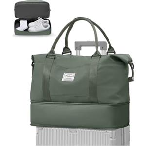 WEPLAN Borsone da Viaggio Donna Bagaglio a Mano 40x30x20 Ryanair Wizzair Borsa da Viaggio Donna Uomo Borsone Palestra con Scomparto per le Scarpe Travel Bag Borsa Sportiva Weekend,A03-Verde Militare